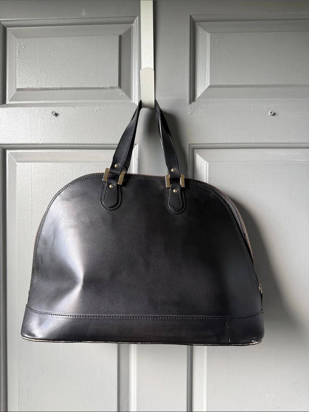 Alberta Di Canio Black Leather Dome Satchel